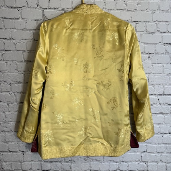 VTG Reversible Asian‎ Silk Jacket Pink/Yellow Frog Buttons BPC Hang Zhou Size M - Picture 12 of 15